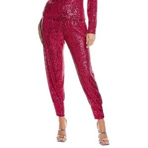 Trina Turk L Sparkler 2 Pant Pink Sequin Tapered Jogger Disco Glam Barbie